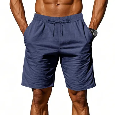 Men'S Fashion Casual Summer Solid Color Linen Breathable Loose Shorts