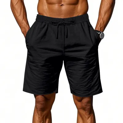 Men'S Fashion Casual Summer Solid Color Linen Breathable Loose Shorts