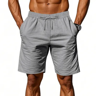 Men'S Fashion Casual Summer Solid Color Linen Breathable Loose Shorts