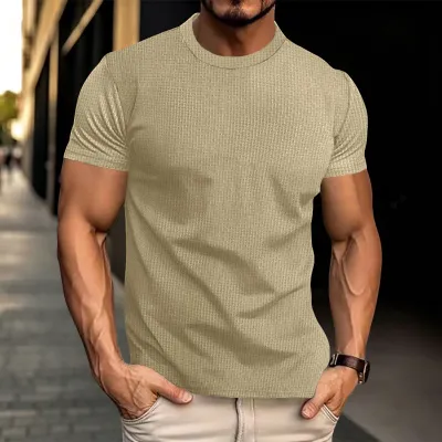 Men'S Fashion Casual Summer Solid Color Breathable Short-Sleeve T-Shirt