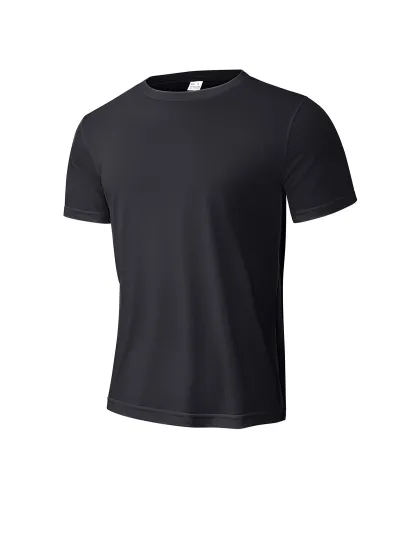 Men'S Fashion Casual Summer Solid Color Breathable Slim-Fit Round Neck Short Sleeve T-Shirt
