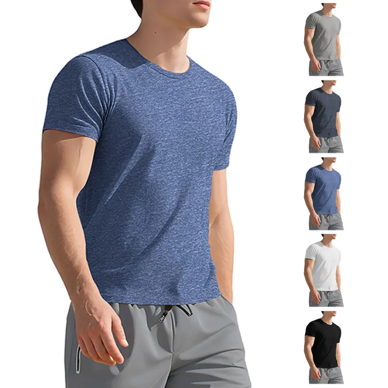 Men'S Fashion Casual Summer Solid Color Breathable Slim-Fit Round Neck Short Sleeve T-Shirt