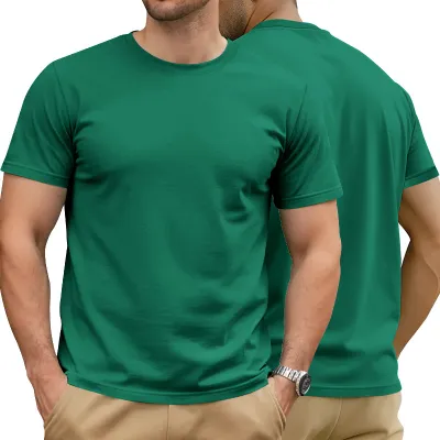 Men Fashion Casual Simple Summer Solid Color Round Neck Short Sleeve Cotton T-Shirt