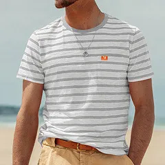 Men'S Fashion Casual Summer Stripe Round Neck Short Sleeve T-Shirt