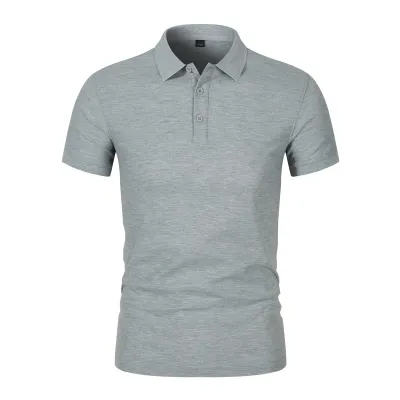 Men Fashion Casual Summer Solid Color Lapel Short-Sleeve Polo Shirt