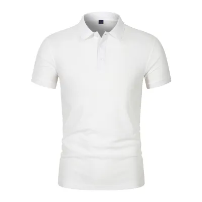 Men Fashion Casual Summer Solid Color Lapel Short-Sleeve Polo Shirt