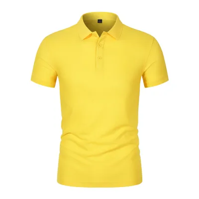 Men Fashion Casual Summer Solid Color Lapel Short-Sleeve Polo Shirt