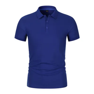 Men Fashion Casual Summer Solid Color Lapel Short-Sleeve Polo Shirt