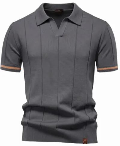 Men'S Fashion Casual Business Spring And Summer Lapel Zipper Short Sleeve Polo Shirt