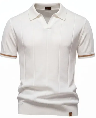 Men'S Fashion Casual Business Spring And Summer Lapel Zipper Short Sleeve Polo Shirt