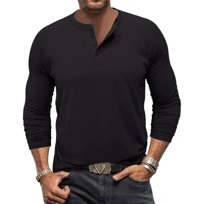 Men'S Fashion Casual Simple Solid Color Long Sleeve Shirt