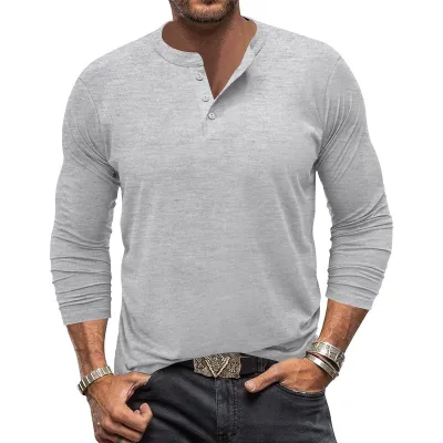 Men'S Fashion Casual Simple Solid Color Long Sleeve Shirt