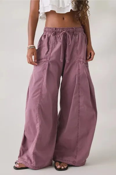 Women Fashion Casual Spring And Autumn Solid Color Cargo Wide Leg Pants