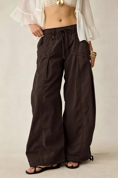 Women Fashion Casual Spring And Autumn Solid Color Cargo Wide Leg Pants