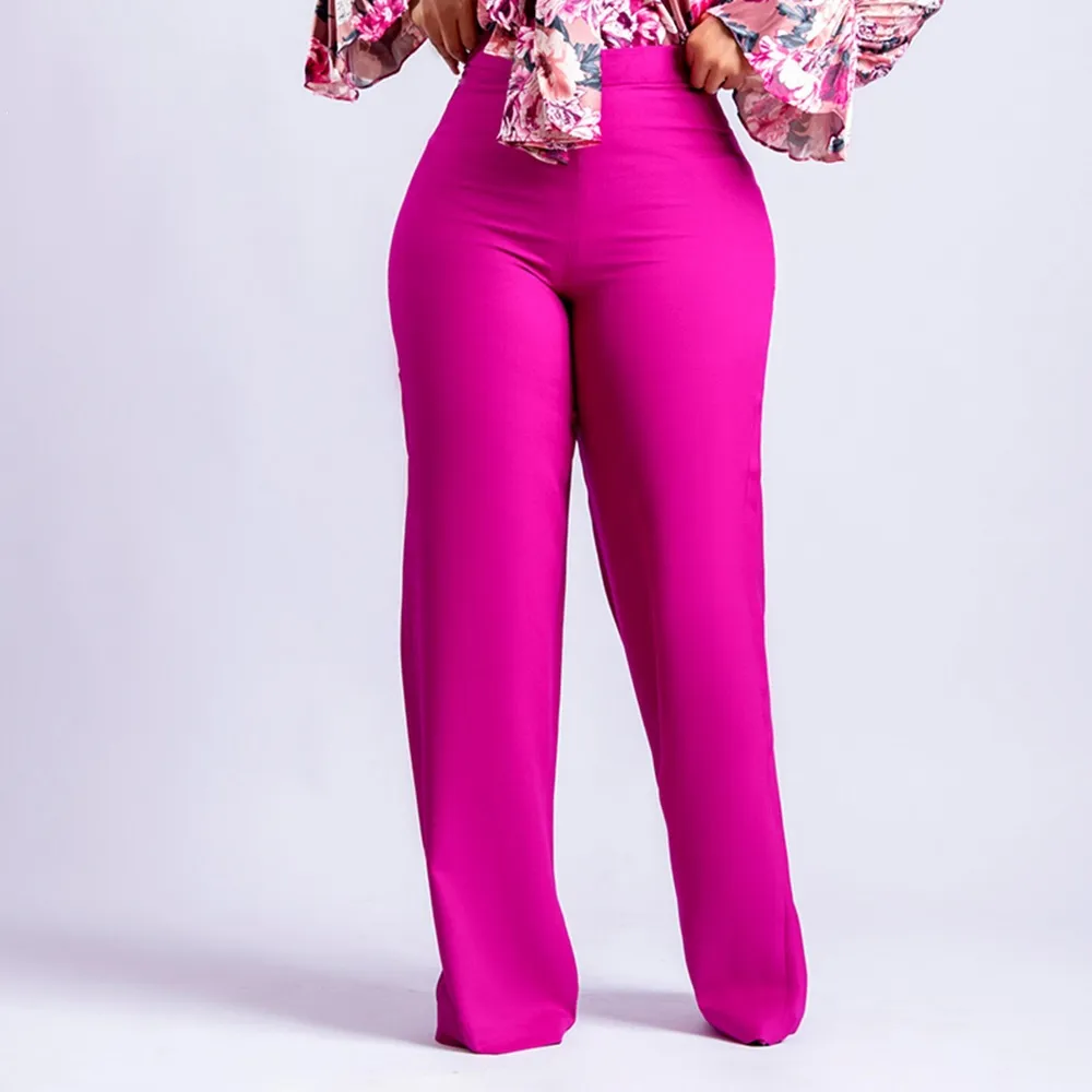 Women Fashion Casual Solid Color Straight-Leg Pants
