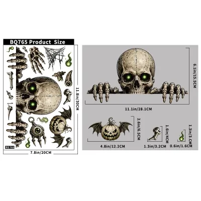 Halloween Horror Atmosphere Spider Web Static Skull Glass Sticker Decorations