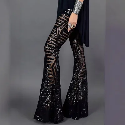 Women Fashion Casual Summer Sequin Slim-Fit Flared Pants