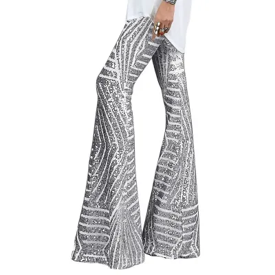 Women Fashion Casual Summer Sequin Slim-Fit Flared Pants