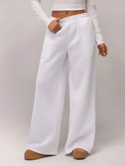 Women Fashion Casual Winter Solid Color Velvet Loose Wide Leg Pants