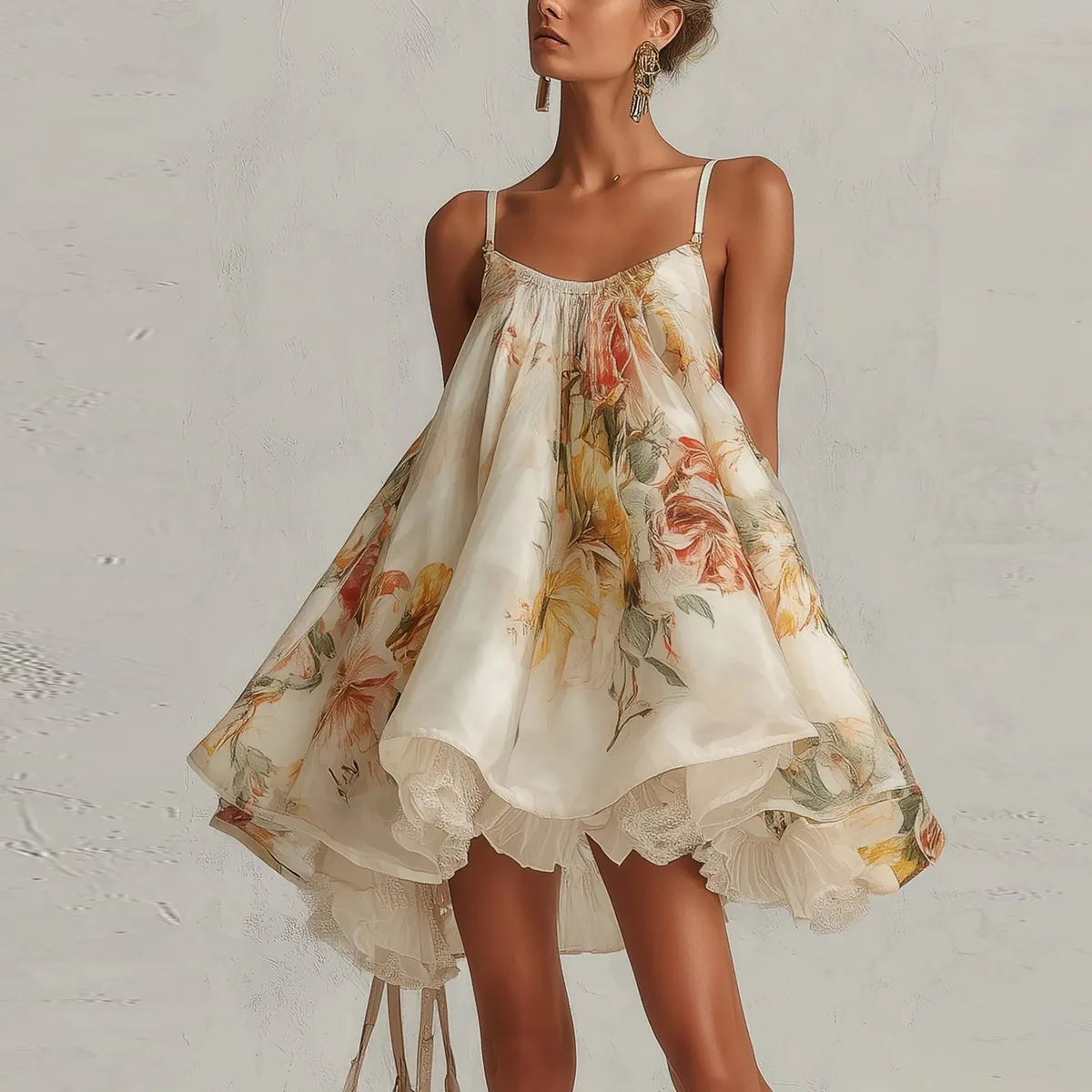 Women Fashion Floral Print Loose Dress