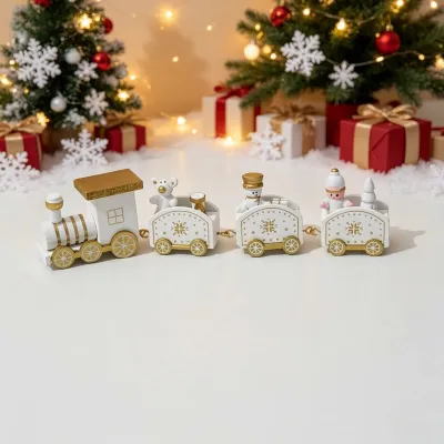 Christmas Decorations Painted Wooden Children'S Train Gifts
