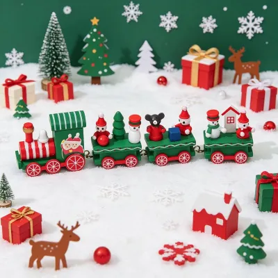Christmas Decorations Painted Wooden Children'S Train Gifts