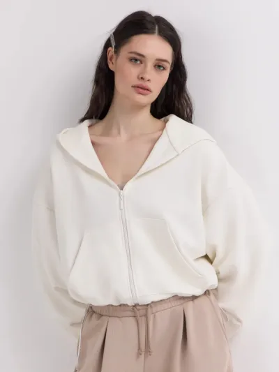 Women'S Fashion Casual Solid Color Long-Sleeve Short Zipper Hoodies