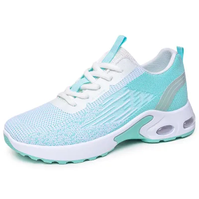 Women Fashion Casual Flying Woven Mesh Breathable Lace-Up Sneakers