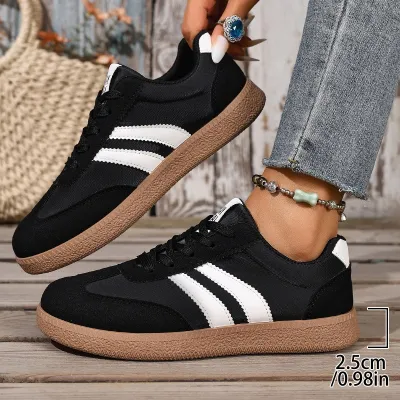 Women Fashion Casual Spring And Autumn Round-Toe Flat Lace-Up Sneakers