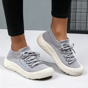 Women'S Fashion Casual Lightweight Breathable Thick Sole Lace-Up Sneakers