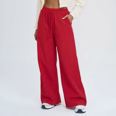 Women Fashion Casual Solid Color Quick-Drying Straight Loose Sports Pants