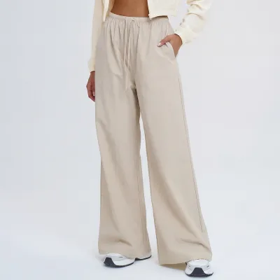 Women Fashion Casual Solid Color Quick-Drying Straight Loose Sports Pants