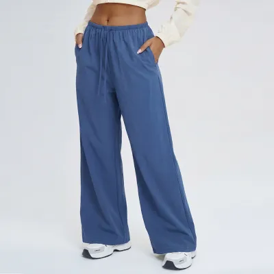 Women Fashion Casual Solid Color Quick-Drying Straight Loose Sports Pants