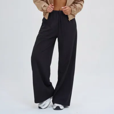 Women Fashion Casual Solid Color Quick-Drying Straight Loose Sports Pants