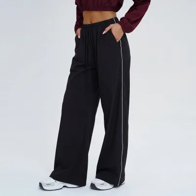 Women Fashion Casual Solid Color Quick-Drying Straight Loose Sports Pants