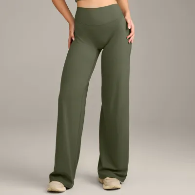Women Fashion Casual Solid Color Straight Quick-Drying No Embarrassment Line Stretch Yoga Sports Pants