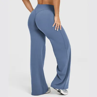 Women Fashion Casual Solid Color Straight Leg Yoga Sports Pants