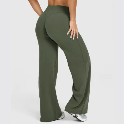 Women Fashion Casual Solid Color Straight Leg Yoga Sports Pants