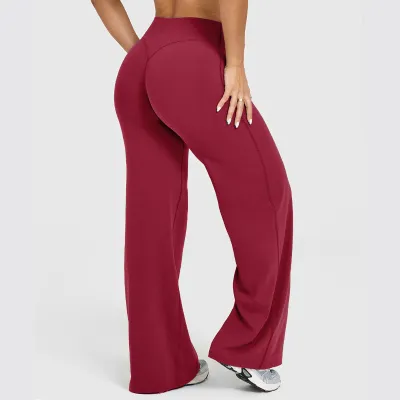 Women Fashion Casual Solid Color Straight Leg Yoga Sports Pants