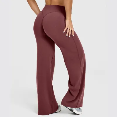 Women Fashion Casual Solid Color Straight Leg Yoga Sports Pants