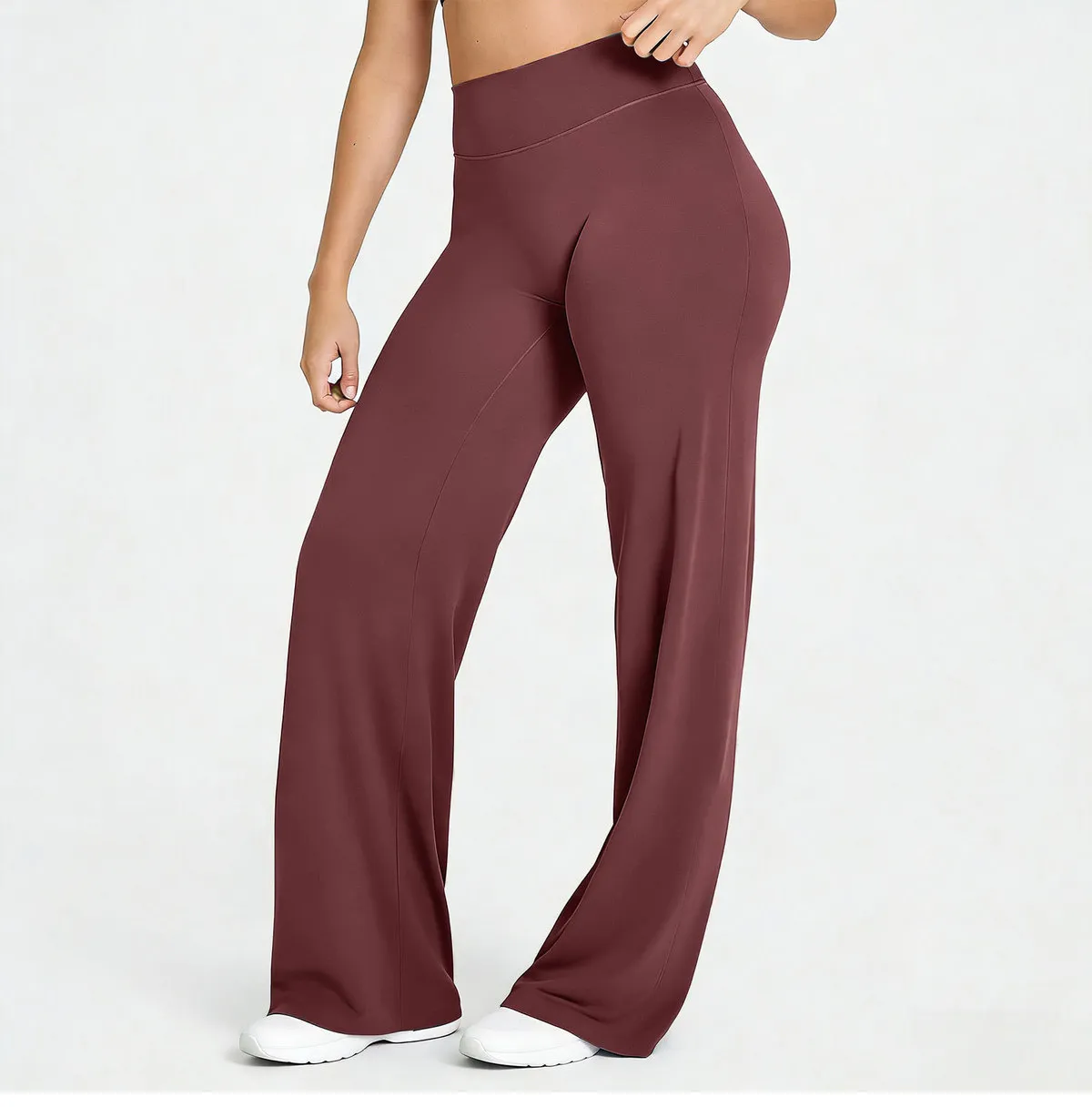 Women Fashion Casual Solid Color Straight Leg Yoga Sports Pants