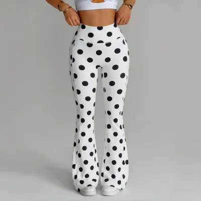 Women Fashion Printed High Waist Yoga Flared Pants