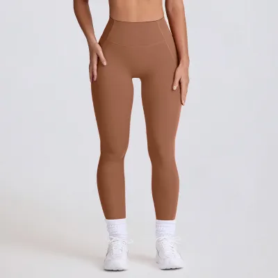 Women Fashion Solid Color Line Peach Hip Tight Yoga Pants