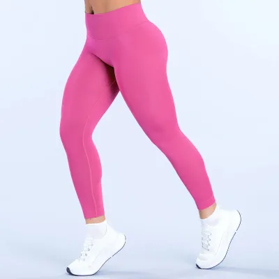 Women Fashion Solid Color Naked High Stretch Tight Seamless Yoga Sports Pants
