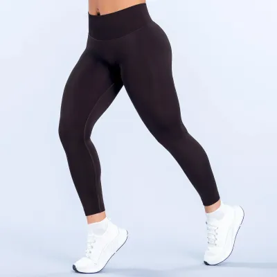 Women Fashion Solid Color Naked High Stretch Tight Seamless Yoga Sports Pants