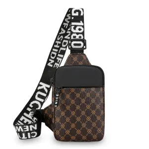 Men Fashion Simple Printed Mobile Phone Oxford Cloth Chest Bag