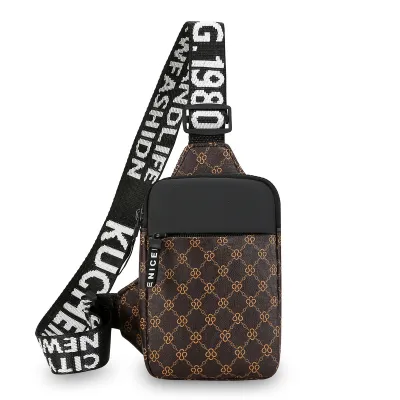 Men Fashion Simple Printed Mobile Phone Oxford Cloth Chest Bag