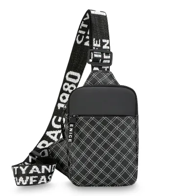 Men Fashion Simple Printed Mobile Phone Oxford Cloth Chest Bag