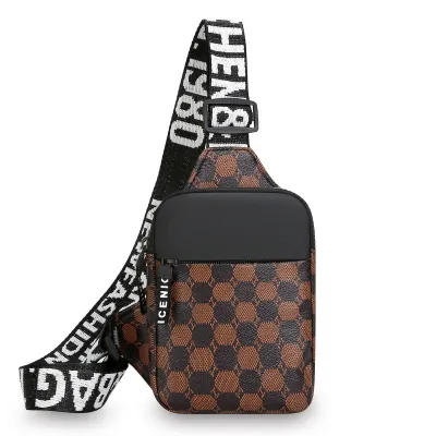 Men Fashion Simple Printed Mobile Phone Oxford Cloth Chest Bag