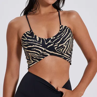 Women Fashion Sexy Printed U-Neck Sports Yoga Bra